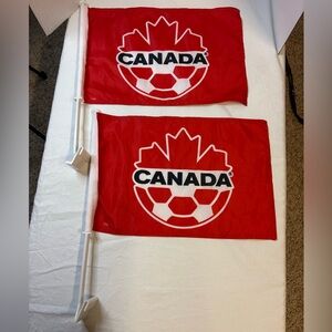 Canada Soccer Red Car Flags (Set of 2)